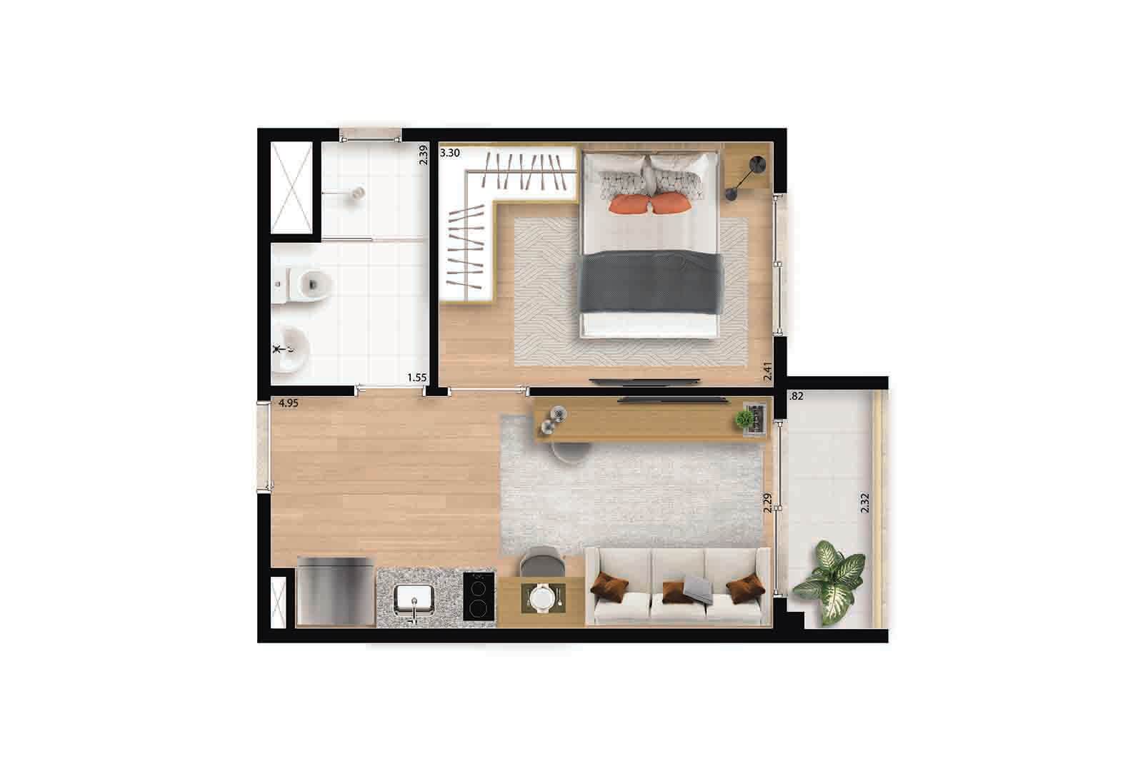 My One Estação Brooklin — 1 Dorm. - 28 M² Tipo a Com Cotas