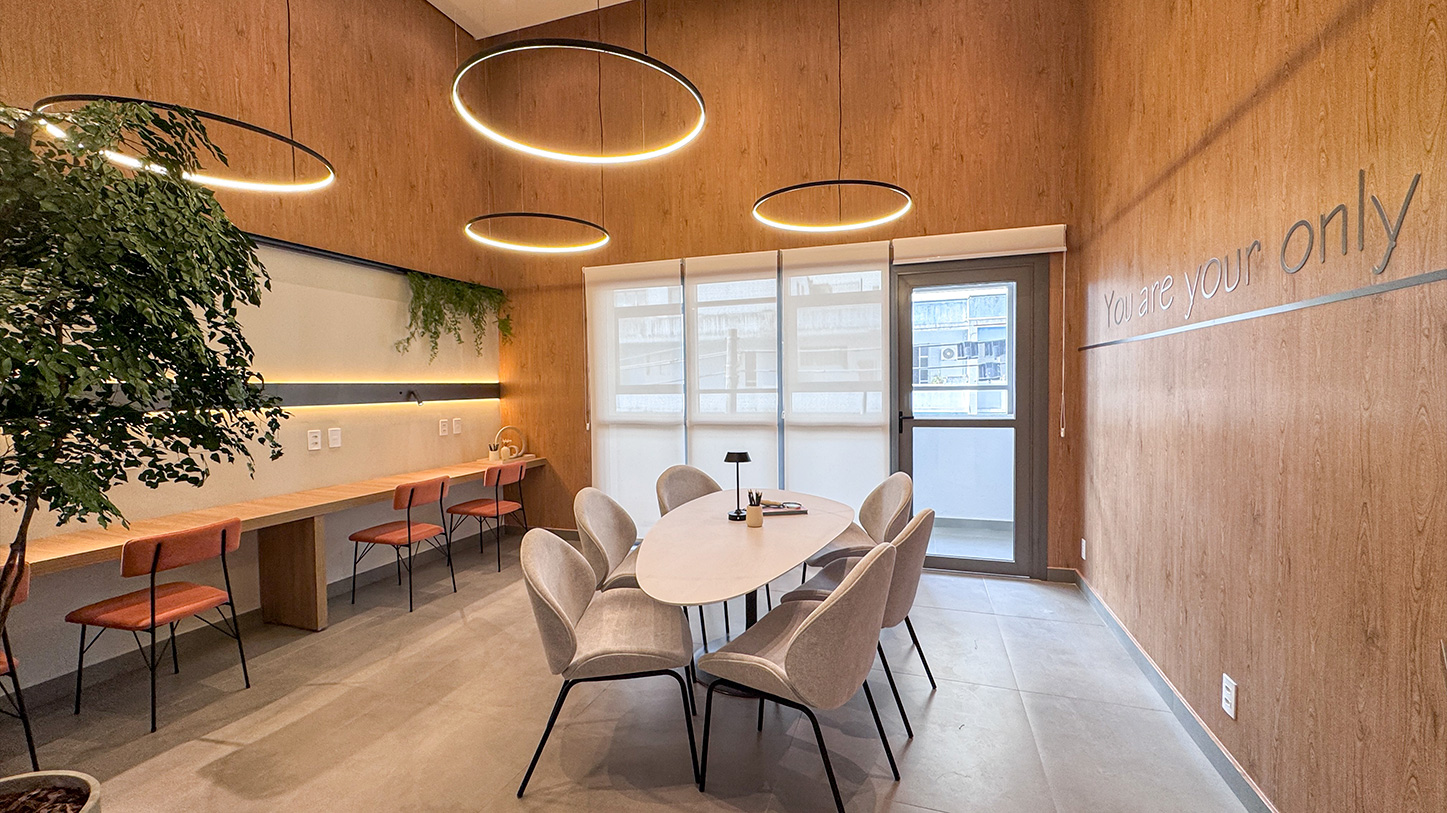 Ambiente de convivência de empreendimento em São Paulo